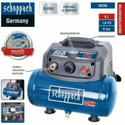 230 V AIR COMPRESSOR 1.6 HP LITRE TANK 6 PORTABLE WITH ACCESORIES SCHEPPACH HC06 6 230 V AIR COMPRESSOR 1.6 HP LITRE TANK 6 PORTABLE WITH ACCESORIES SCHEPPACH HC06 -SCHEPPACH Sales 24078278 5