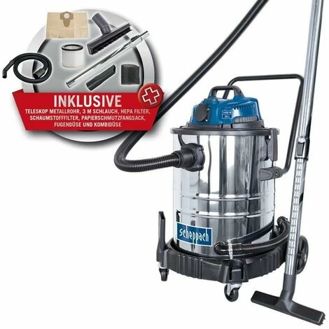 230V WET AND DRY VACUUM CLEANER STAINLESS STEEL 50 L 1400 W SCHEPPACH ASP50-ES 230V WET AND DRY VACUUM CLEANER STAINLESS STEEL 50 L 1400 W SCHEPPACH ASP50-ES -SCHEPPACH Sales 24078317 1